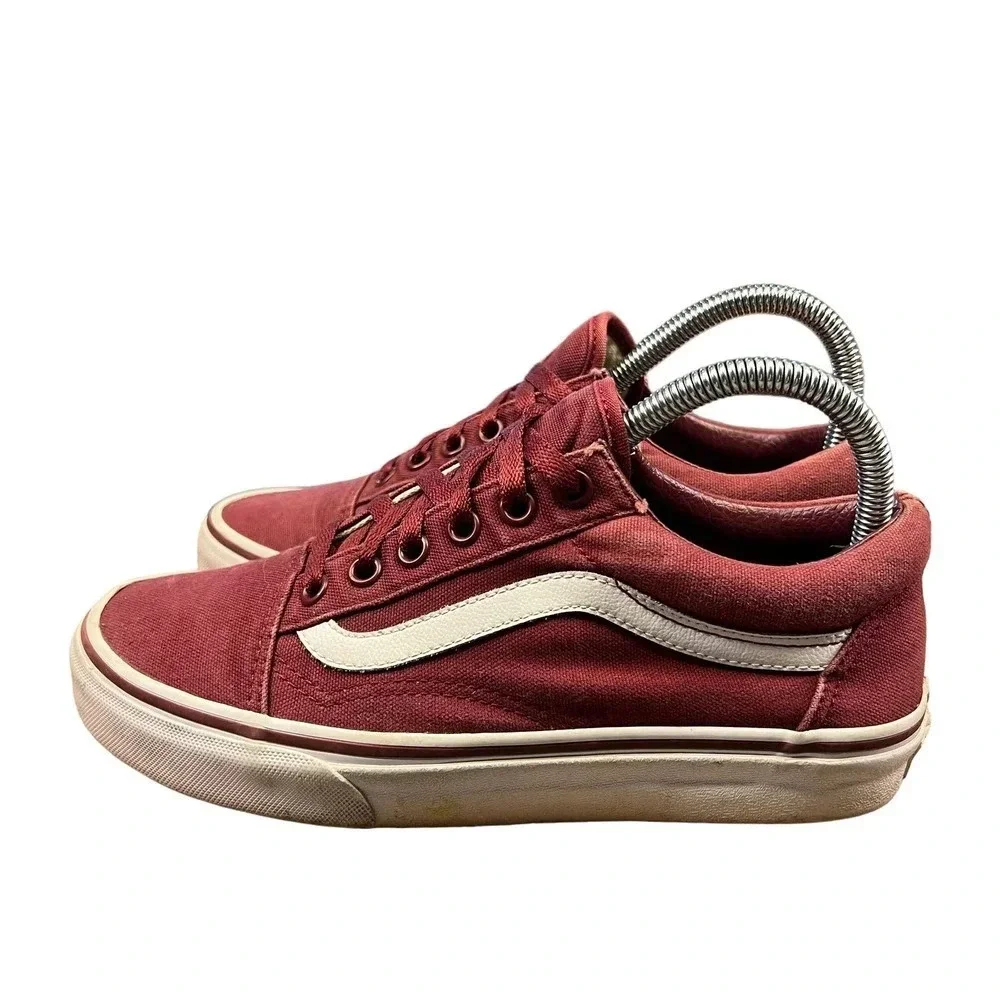 VANS Old Skool Burgundy Canvas Unisex Lace-Up‎ Sneakers Men's 6/Women's 7.5